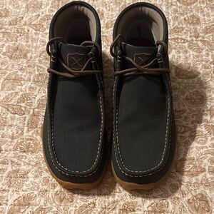 Twisted X Black Canvas Slip-On Loafers with Brown Trim